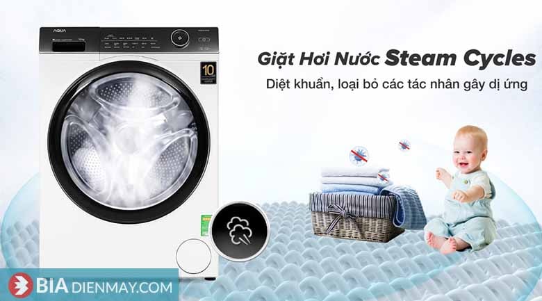Máy giặt AQUA 10 KG AQD-A1000G W Inverter Cửa Ngang