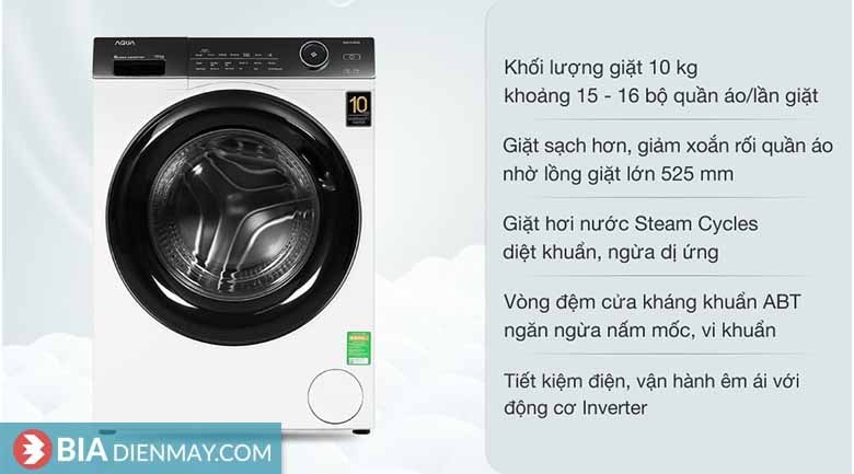 Máy giặt Aqua Inverter 10 KG AQD-A1000G W chính hãng