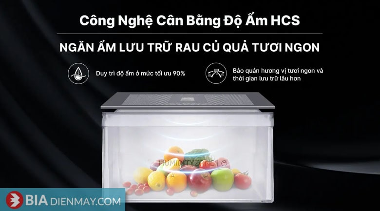 Tủ lạnh Aqua inverter 646 lít AQR-S682XA(BL) - cân bằng độ ẩm