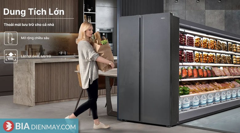 Tủ lạnh Aqua inverter 646 lít AQR-S682XA(SLB) - Thiết kế