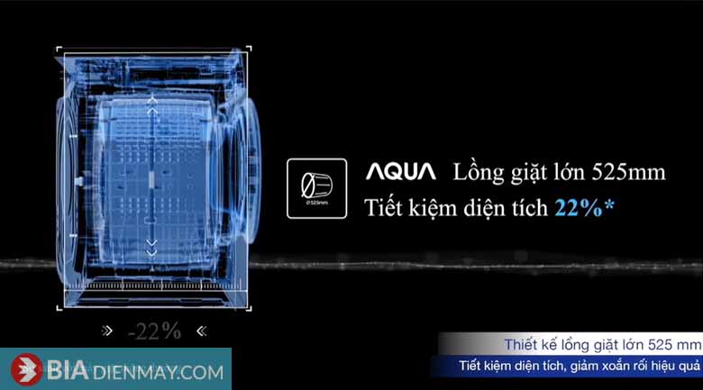 Máy giặt Aqua Inverter 9.0 KG AQD-A900F W Chính Hãng với lồng giặt lớn