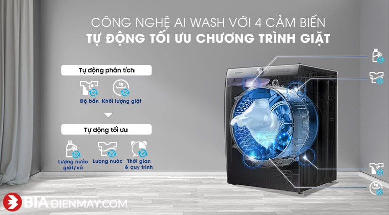 Máy giặt sấy Samsung WD14TP44DSB/SV AI Inverter 14kg