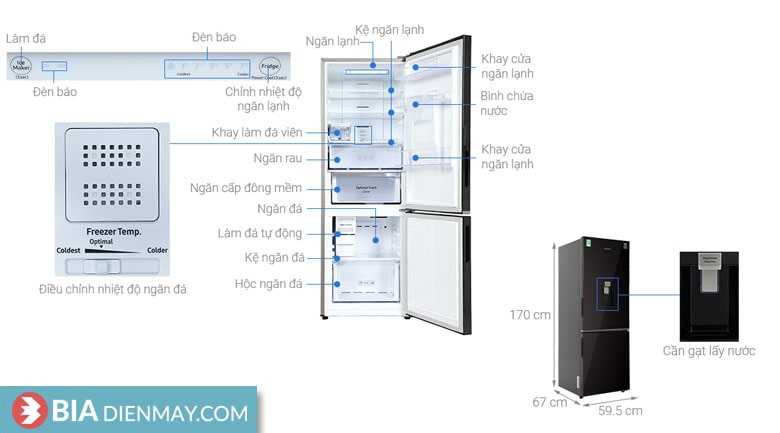 Tủ lạnh Samsung inverter 307 lít RB30N4190BY/SV - thông số