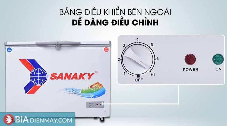Tủ đông Sanaky 220 lít VH-2899W1 - Bảng điều khiển bên ngoài