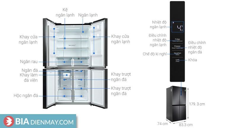 Tủ lạnh Samsung inverter 488 lít RF48A4000B4/SV - thông số