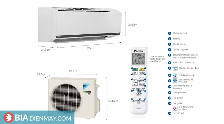 Điều hòa Daikin inverter 12000BTU 1 chiều FTKB35WAVMV - Model 2022