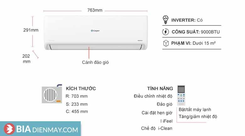 Điều hòa Casper 9000BTU GC-09IS35 - Thông số