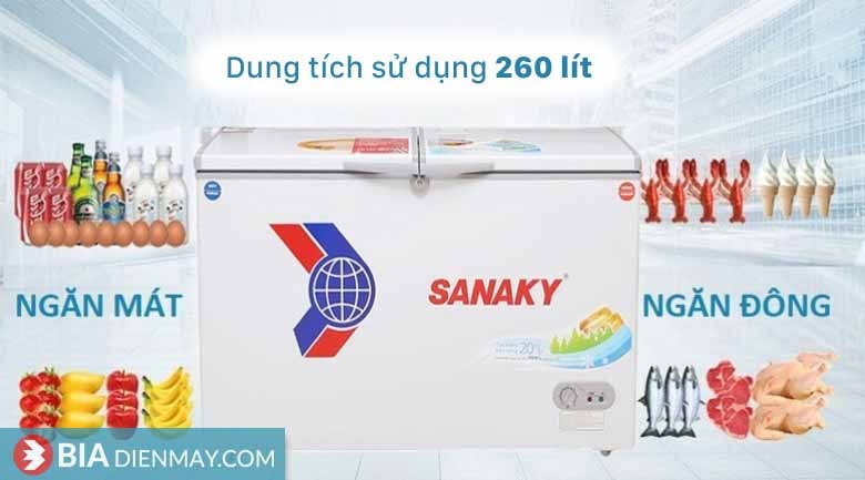 Tủ Đông Sanaky 260 lít VH-3699W1 - Dung tích