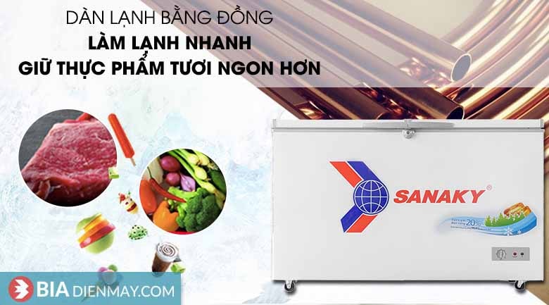 Tủ đông Sanaky 305 lít VH-4099A1 - Dàn lạnh bằng đồng nguyên chất