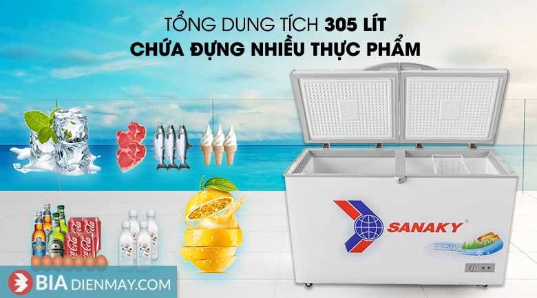 Tủ đông Sanaky 305 lít VH-4099A1 - Dung tích