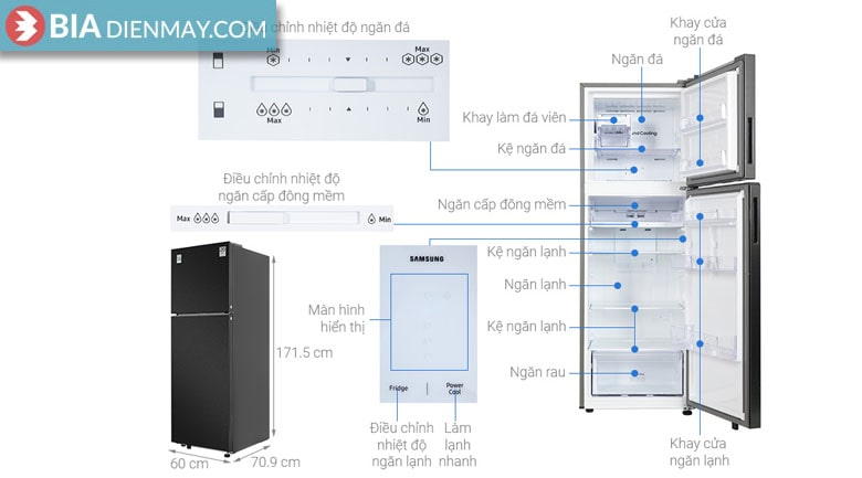 Tủ lạnh Samsung Inverter 348 lít RT35CG5424B1SV - thông số