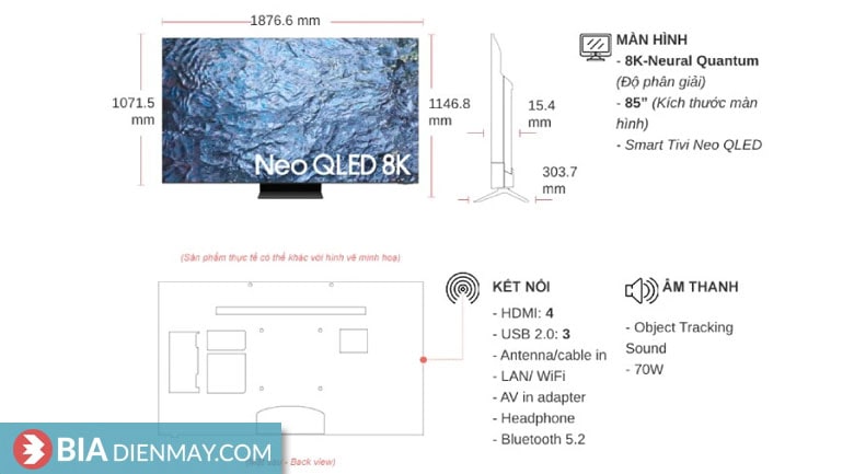 Smart Tivi Samsung 8K 85 inch QA85QN900C - Thông số