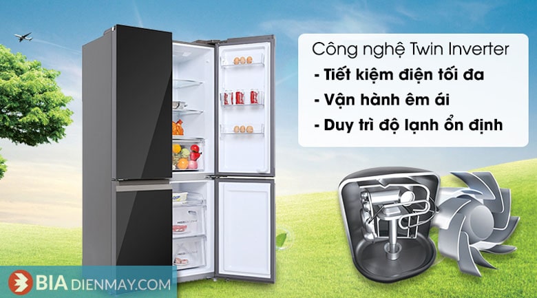 Tủ lạnh Aqua 4 cánh inverter 549 lít AQR-IG636FM(GB) - công nghệ tiết kiệm điện