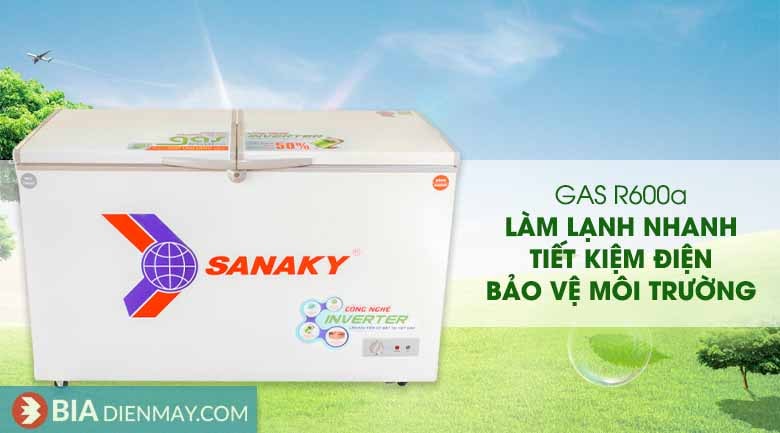 Tủ đông Sanaky inverter 280 lít VH-4099W3 - Gas R600a thân thiện với môi trường