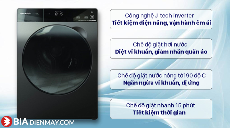 Máy giặt Sharp inverter 8.5 kg ES-FK852SV-G - các công nghệ giặt