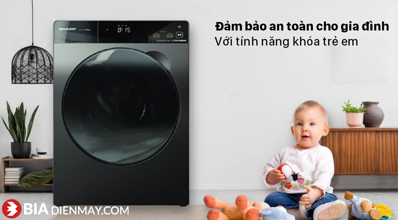 Máy giặt Sharp inverter 8.5 kg ES-FK852SV-G - khóa trẻ em an toàn