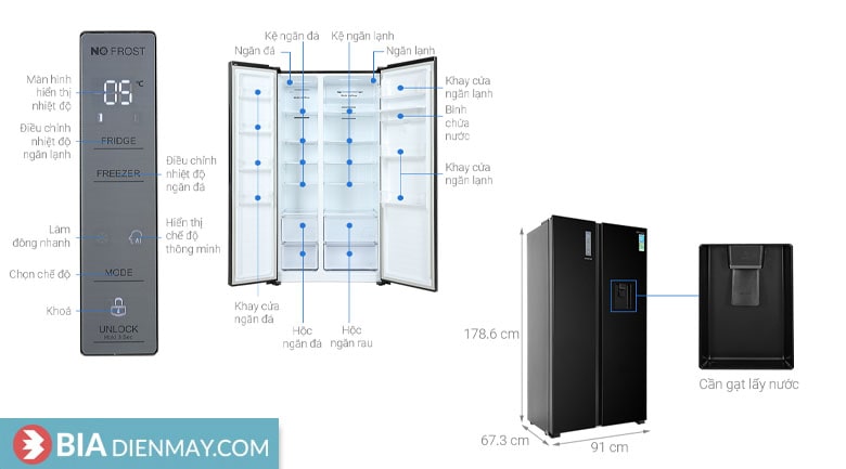 Tủ lạnh Casper inverter 550 lít RS-570VBW - Thông số