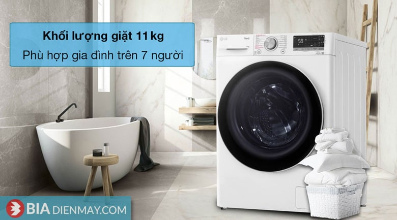 Máy giặt LG inverter 11 kg FV1411S4WA - khối lượng giặt