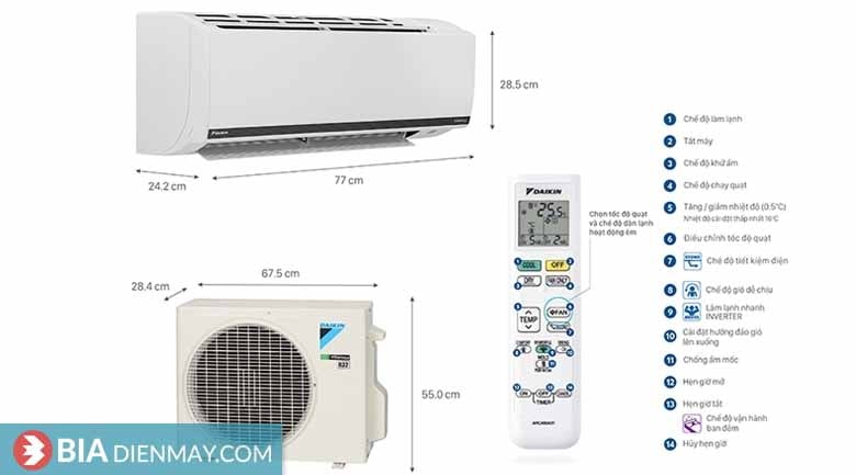 Điều hòa Daikin inverter 18000BTU 1 chiều FTKB50WAVMV - Model 2022