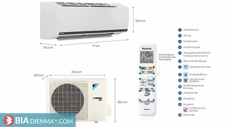 Điều hòa Daikin inverter 21000BTU 1 chiều FTKB60WAVMV - Model 2022