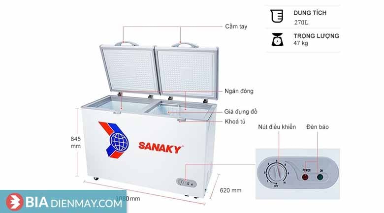 Tủ đông Sanaky 270 lít VH-3699A1 - Thông số