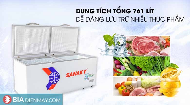 Tủ đông Sanaky inverter 761 lít VH-8699HY3 - Dung tích sử dụng