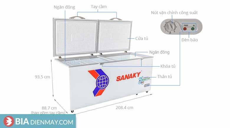 Tủ đông Sanaky inverter 761 lít VH-8699HY3 - Thông số
