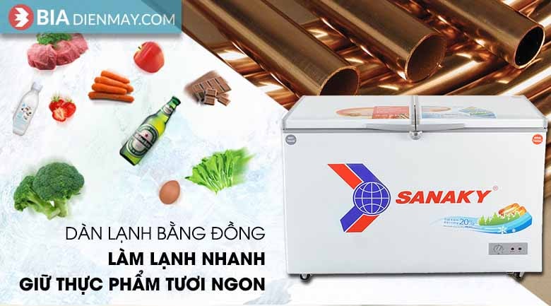 Tủ đông Sanaky 280 lít VH-4099W1 - Dàn lạnh bằng đồng nguyên chất