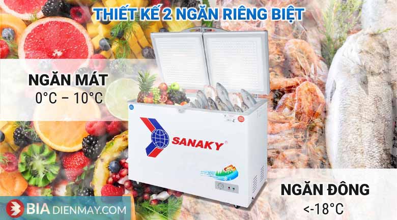 Tủ đông Sanaky 280 lít VH-4099W1 - Thiết kế ngăn đựng