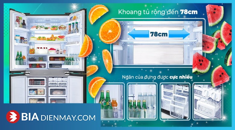 Tủ Lạnh Sharp SJ-FX630V-BE Inverter 556 Lít