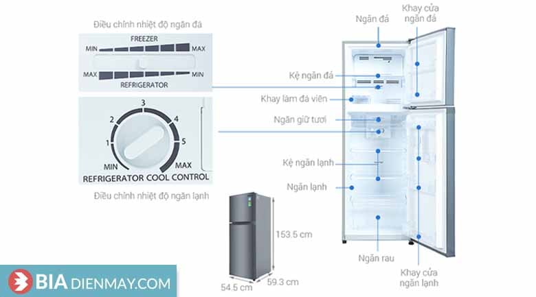 Tủ lạnh Casper inverter 238 lít RT-250VD - Thông số