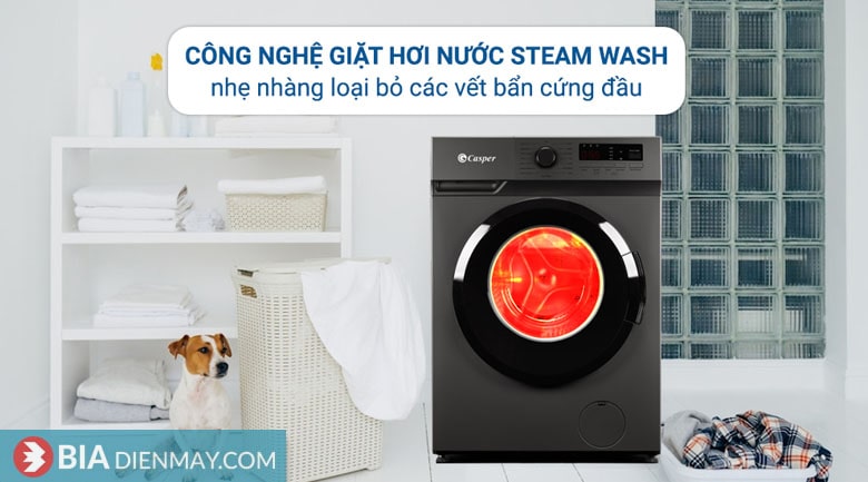 Máy giặt Casper Inverter 8 kg WF-8VG1 - công nghệ giặt hơi nước