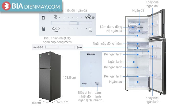 Tủ lạnh Samsung inverter 305 lít RT31CG5424B1SV - thông số