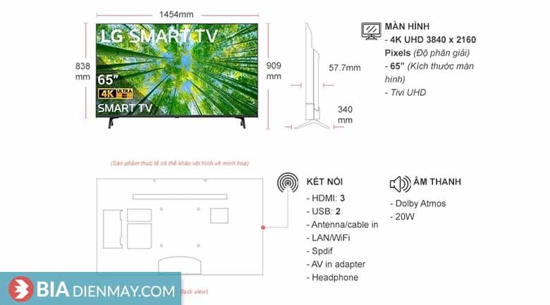 Tivi LG 65 inch 65UQ8000PSC - Thông số