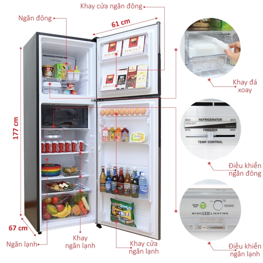 Tủ lạnh Sharp inverter 315 lít SJ-X346E-SL - Chính hãng