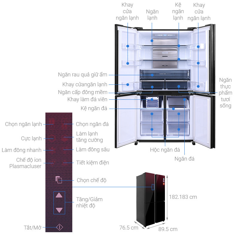 Thông sô Tủ Lạnh Sharp SJ-FXP640VG-MR 572 Lít