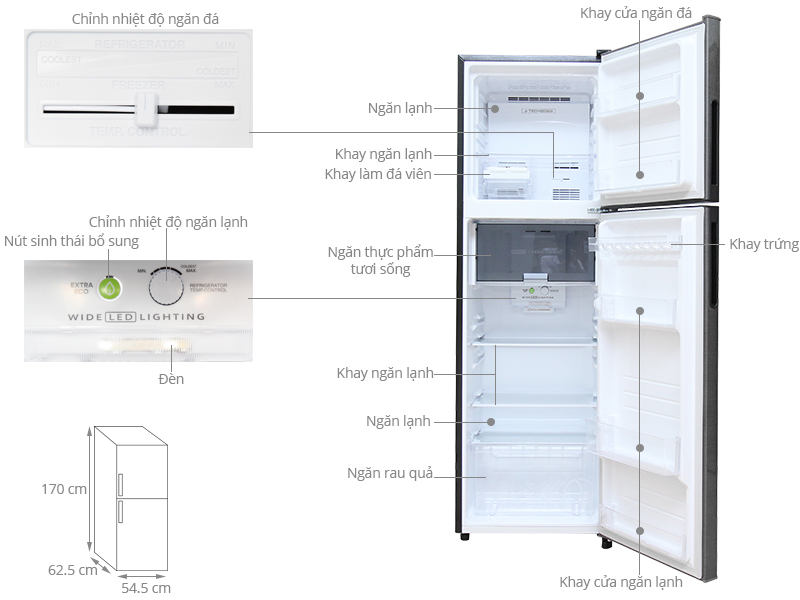 Tủ lạnh Sharp inverter 253 lít SJ-X281E-DS - Chính hãng