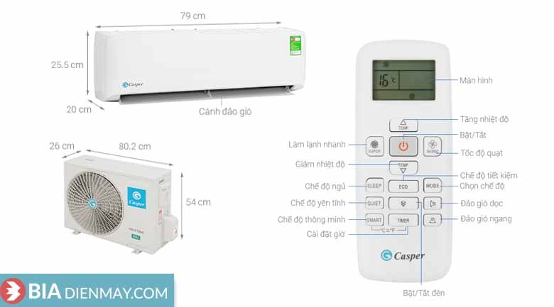 Điều hòa Casper 12000 BTU 1 chiều LC-12TL32 - Model 2020