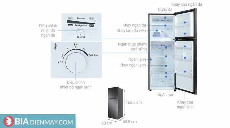 Tủ lạnh Samsung 302 lít RT29K503JB1/SV - Thông số
