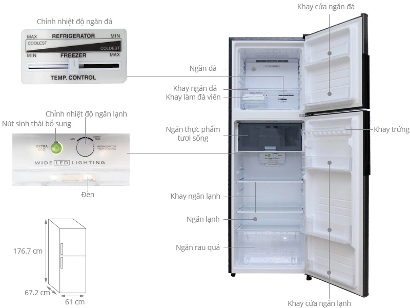 Tủ lạnh Sharp inverter 315 lít SJ-X346E-DS