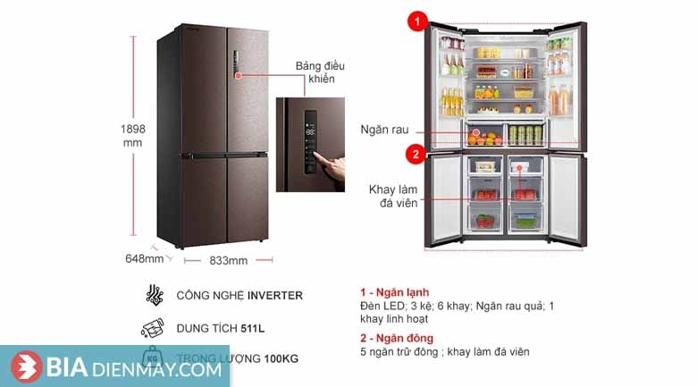 Tủ lạnh Toshiba 511 lít GR-RF610WE-PMV(37)-SG - Thông số 