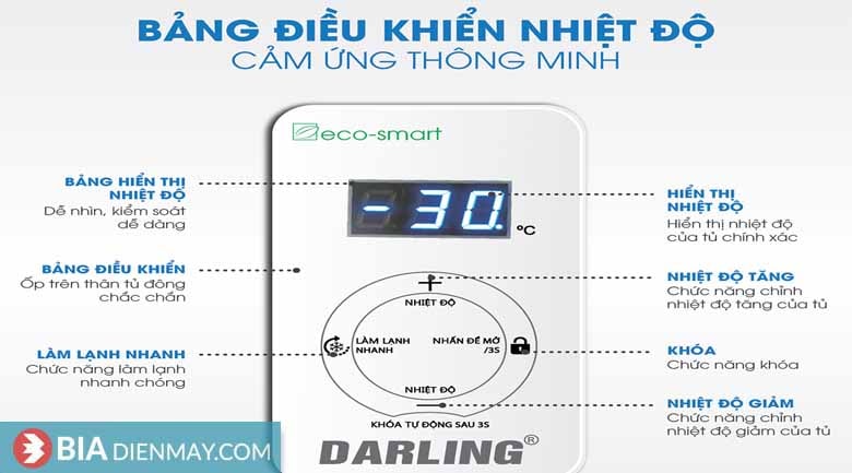 Tủ đông Darling inverter 230 lít DMF-2699WSI - Bảng điều khiển cảm ứng 