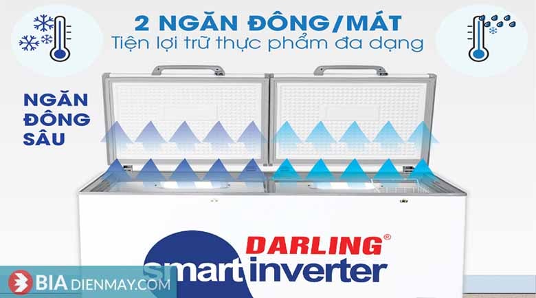 Tủ đông Darling inverter 450 lít DMF-4699WSI - 1 ngăn đông, 1 ngăn mát
