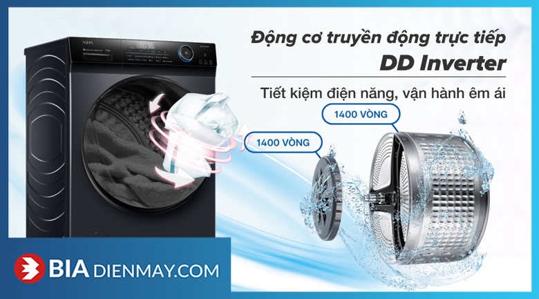 Máy giặt Aqua AQD-DD1102G BK Inverter 11 Kg