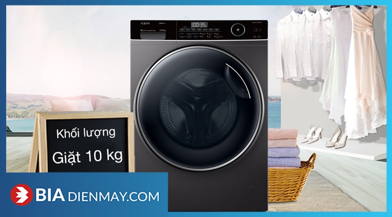 Máy Giặt Sấy Aqua inverter 10 kg AQD-AH1000G(PS) - khối lượng giặt và sấy