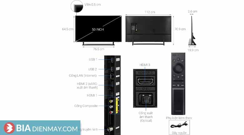 Smart Tivi Samsung 50 inch 4K QLED QA50Q65A - Thông số