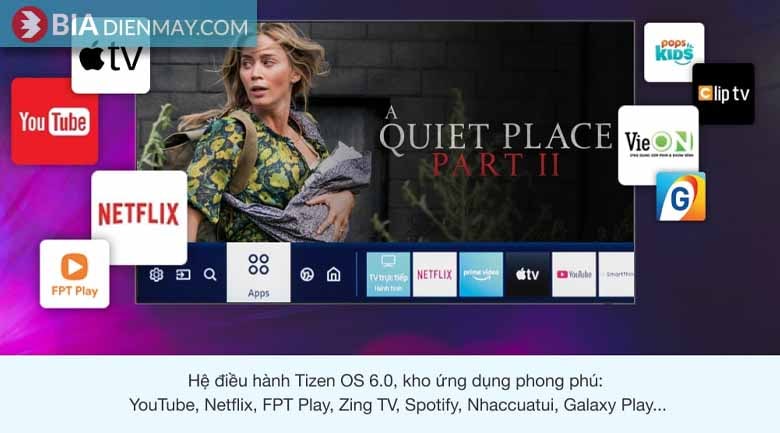Smart Tivi Samsung 50 inch 4K QLED QA50Q65A - Hệ điều hành Tizen OS 6.0