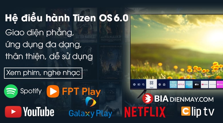 Tivi Samsung 75 inch 4K UA75AU7700 - hệ điều hành Tizen OS
