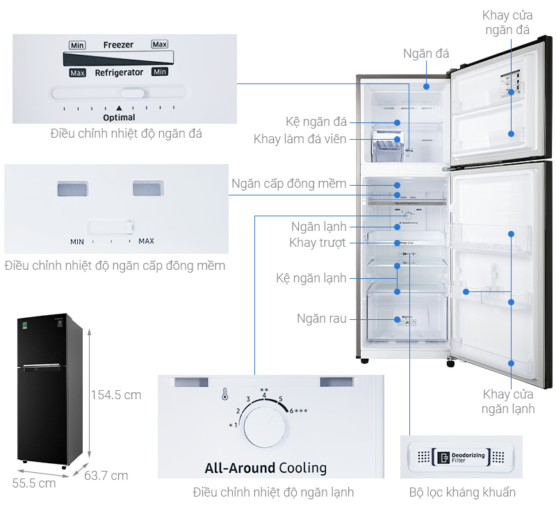 Thông Số Tủ lạnh Samsung RT22M4032BU/SV Inverter 236 lít