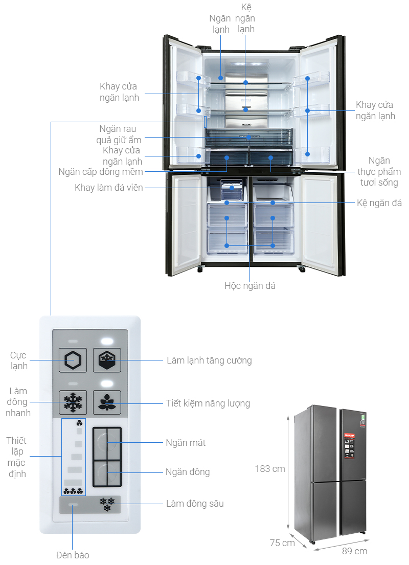 Tủ lạnh Sharp inverter 572 lít SJ-FX640V-SL - Model 2021